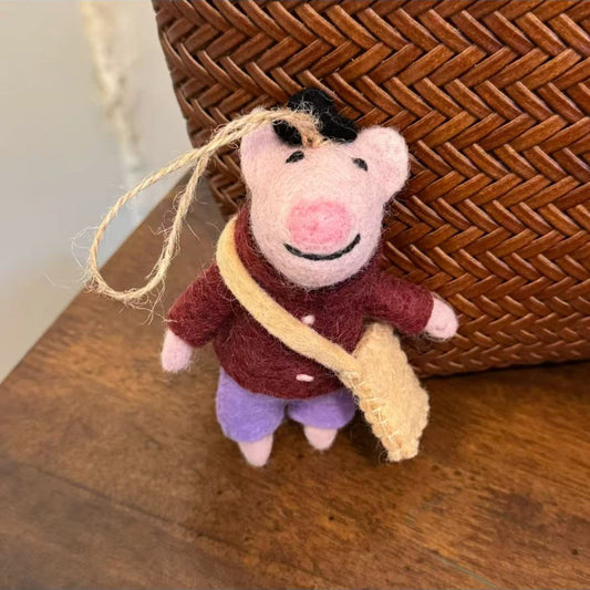 Needle Felted Pig Christmas Stocking Stuffer Ornament