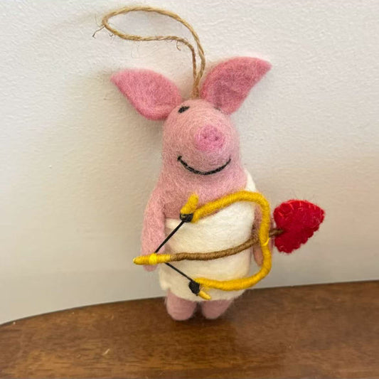 Valentine's Day Pig Felt Ornament